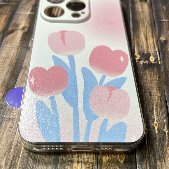 5for$10 Painted Cream Tulips Floral iPhone 14 Pro Protective Phone Case NWT - Picture 3 of 5